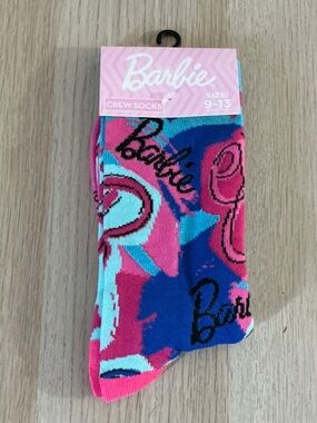 Barbie Graphic Crew Socks in Pink, Blue & Aqua